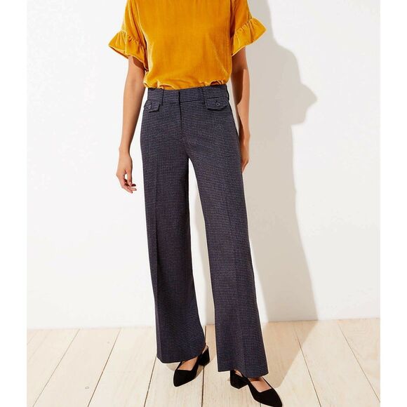 Houndstooth LOFT High Waist Wide Leg Trousers Pants (NWT) - Picture 4 of 4